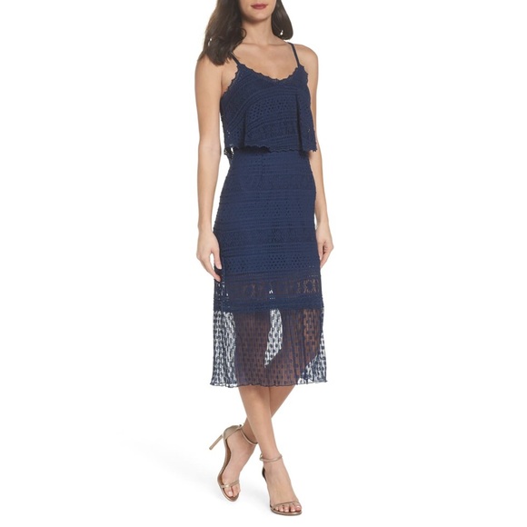 ๐๐ Foxiedox แฆ Strappy Lace Midi Dress แฆ Midnite - Picture 5 of 8